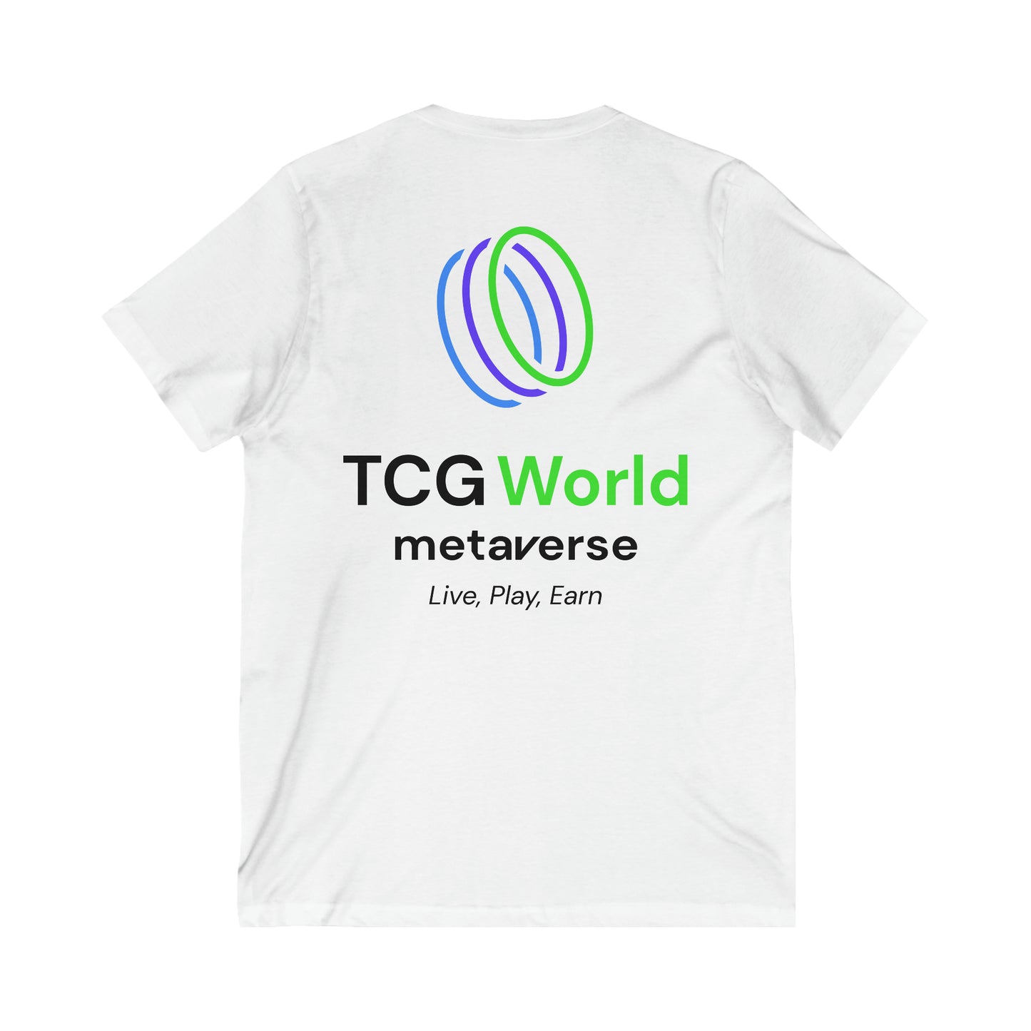 TCG World Metaverse Front and Back Adult Unisex Jersey Short Sleeve V-Neck T-Shirt