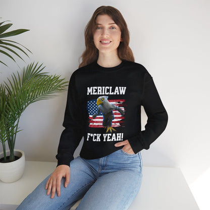 Mericlaw F*ck Yeah - TCG World Metaverse Sprite / American Flag - Adult Unisex Heavy Blend™ Crewneck Sweatshirt