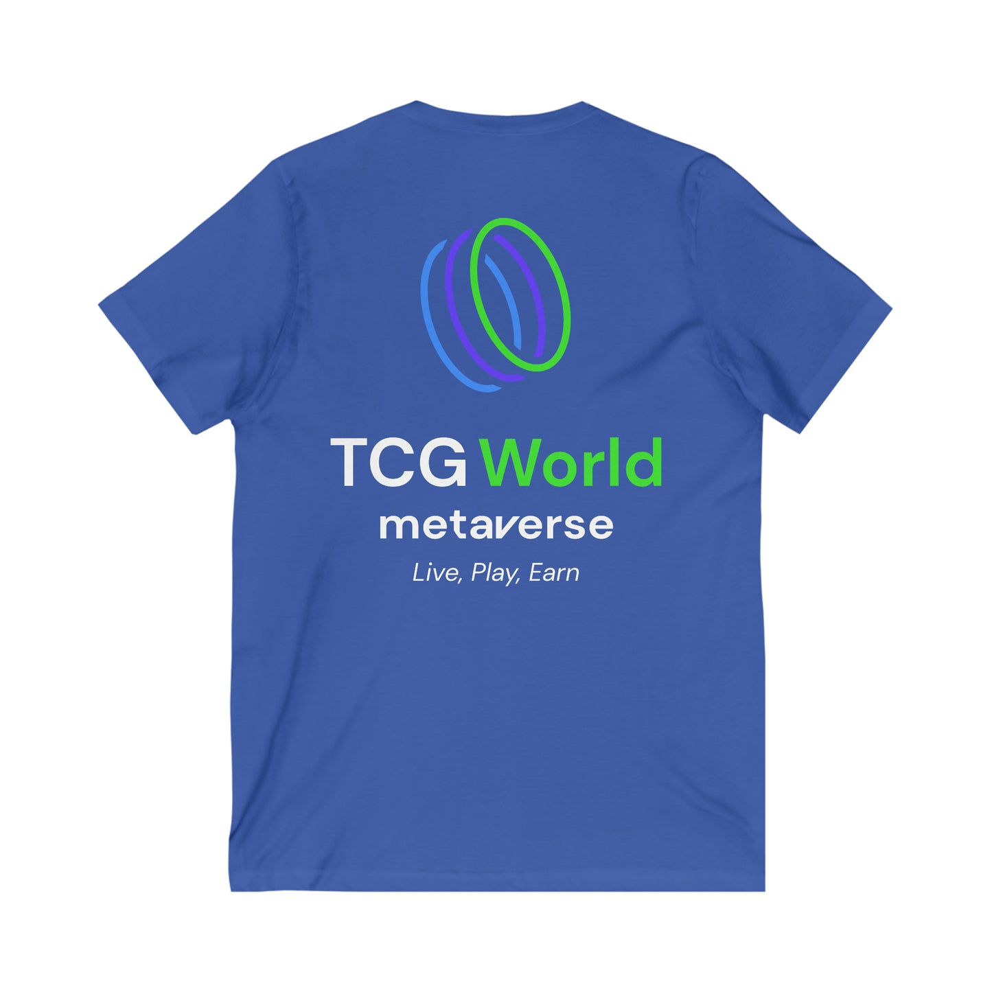 TCG World Metaverse Front and Back Adult Unisex Jersey Short Sleeve V-Neck T-Shirt