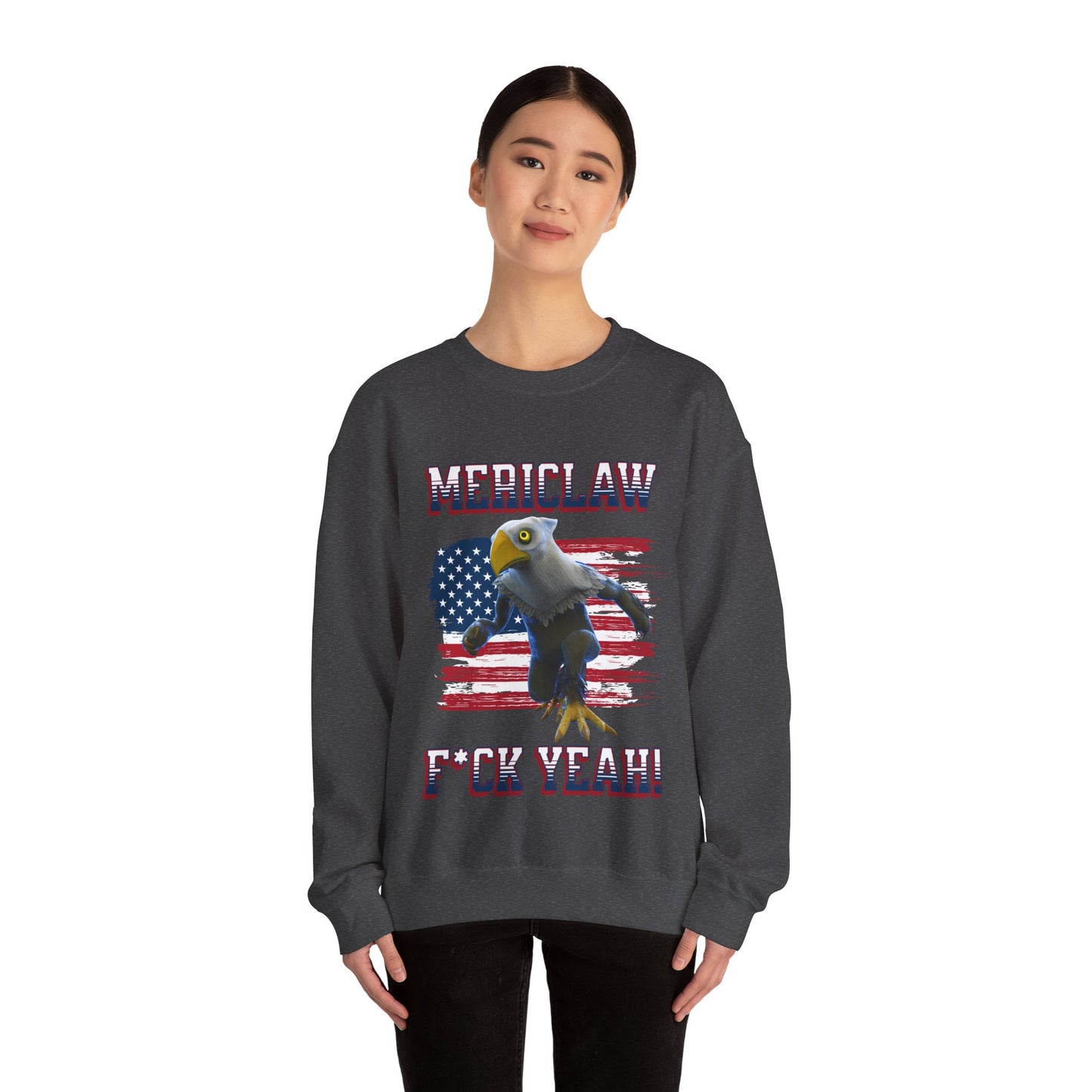 Mericlaw F*ck Yeah (Extra American) - TCG World Metaverse Sprite / American Flag - Adult Unisex Heavy Blend™ Crewneck Sweatshirt