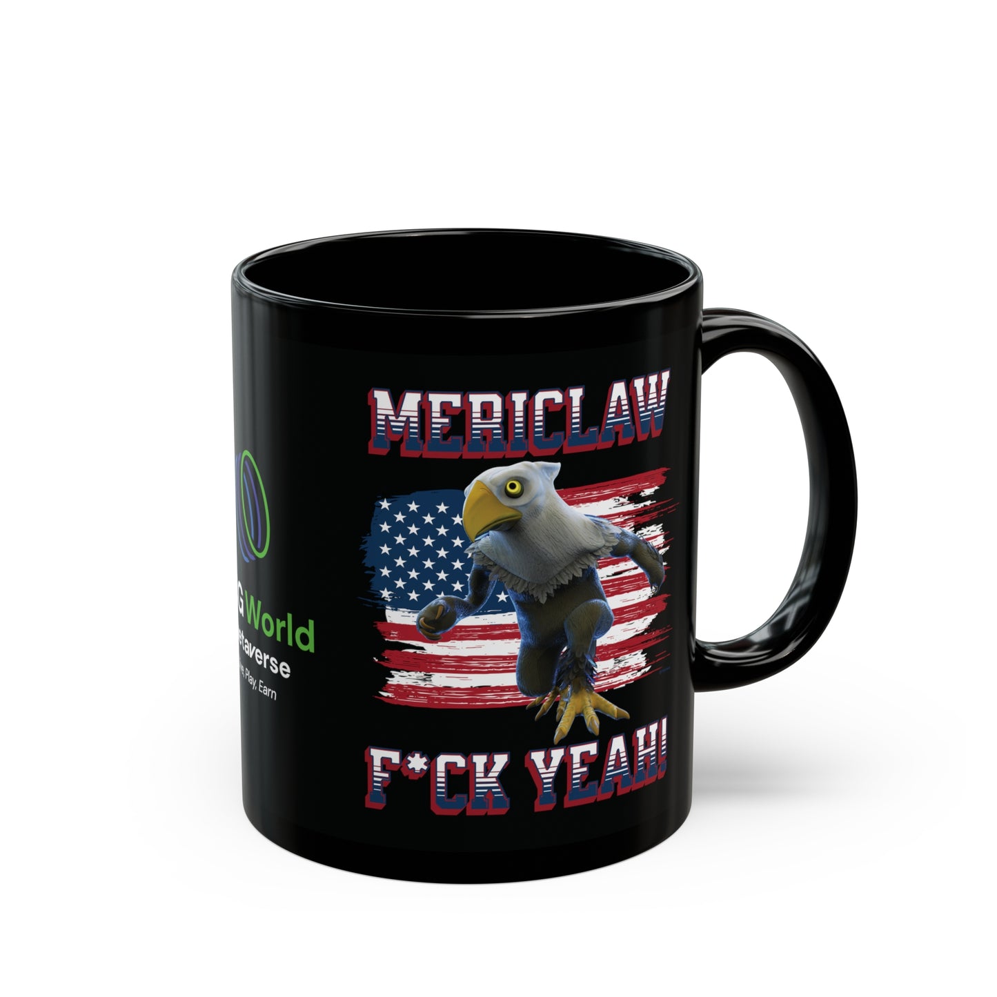 Mericlaw F*ck Yeah (Extra American) - TCG World Metaverse Sprite / American Flag - Black Coffee Mug