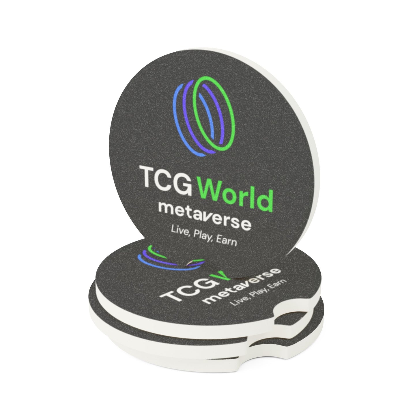 TCG World Metaverse Soapstone Car Coasters (Black - 1pc, 2pcs, or 4pcs)