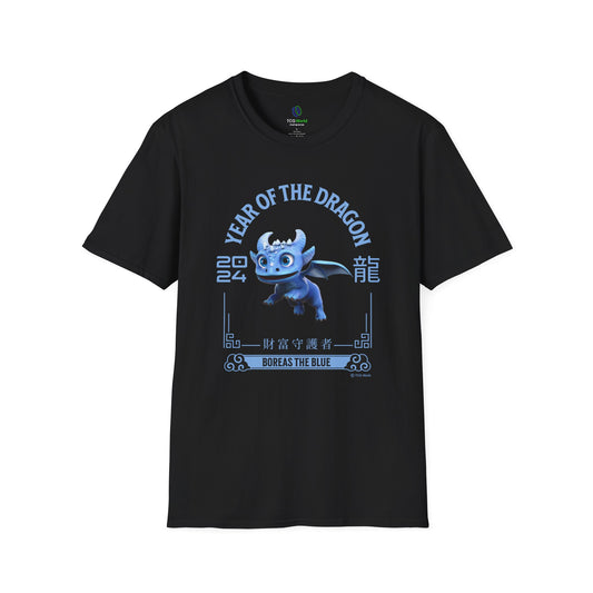 2024 Year of the Dragon - Boreas the Blue (Flying) - Unisex Adult Softstyle T-Shirt