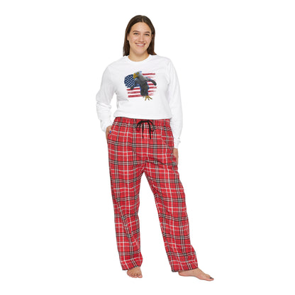 Patriotic American Eagle Sprite In Front of American Flag - Women's Long Sleeve Pajama Set