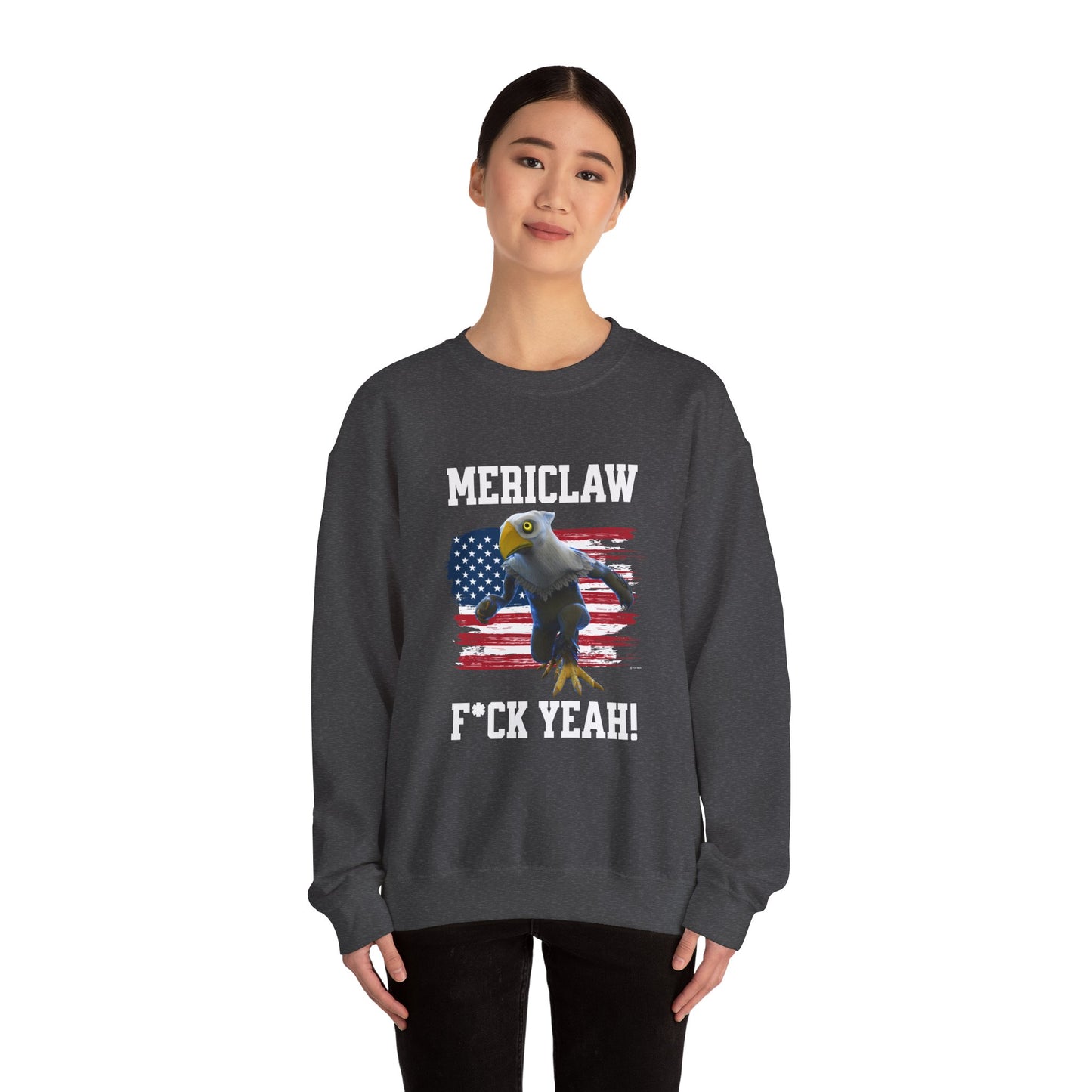 Mericlaw F*ck Yeah - TCG World Metaverse Sprite / American Flag - Adult Unisex Heavy Blend™ Crewneck Sweatshirt
