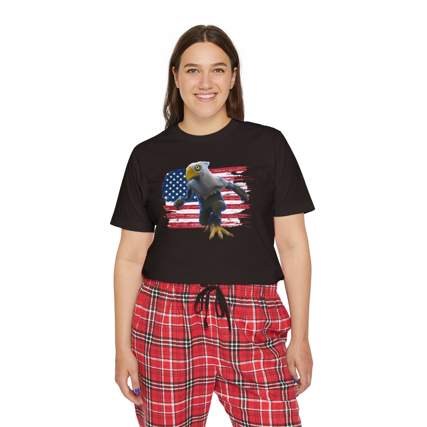 Patriotic American Eagle Sprite In Front of American Flag - Women's Short Sleeve Pajama Set (Mericlaw, TCG World)