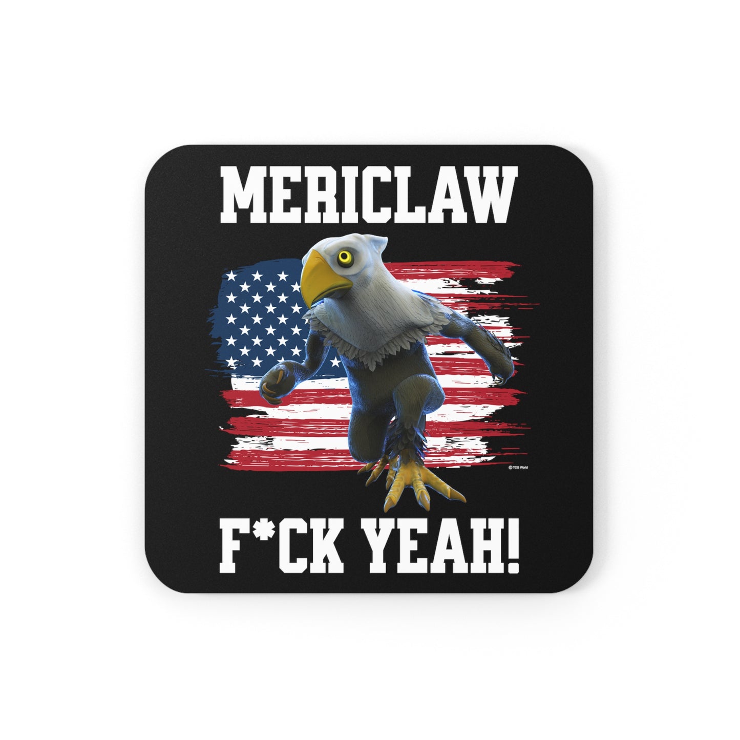 Mericlaw F*ck Yeah - TCG World Metaverse Sprite / American Flag Corkwood Coaster Set