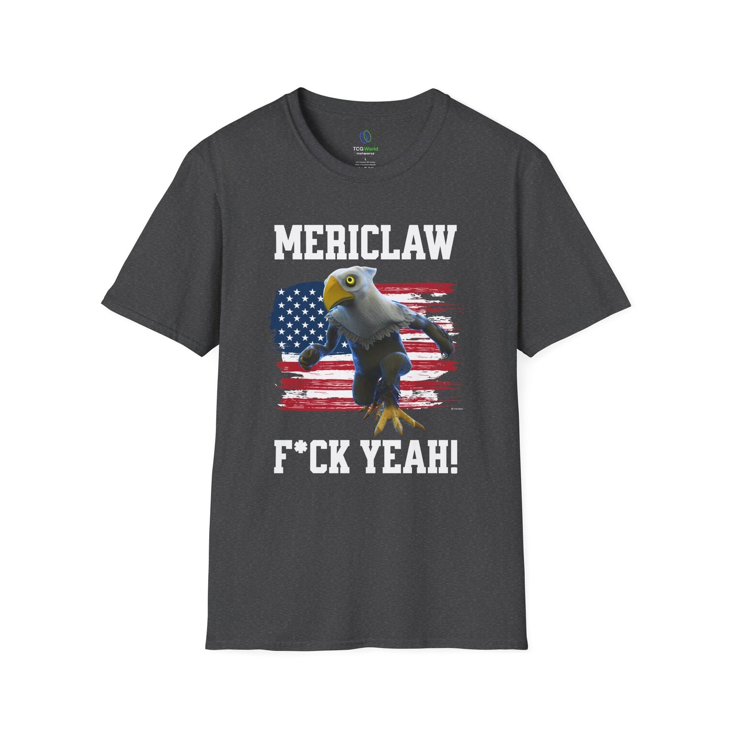 Mericlaw F*ck Yeah - TCG World Metaverse Sprite / American Flag -  Unisex Adult Softstyle T-Shirt