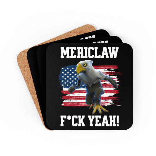 Mericlaw F*ck Yeah - TCG World Metaverse Sprite / American Flag Corkwood Coaster Set