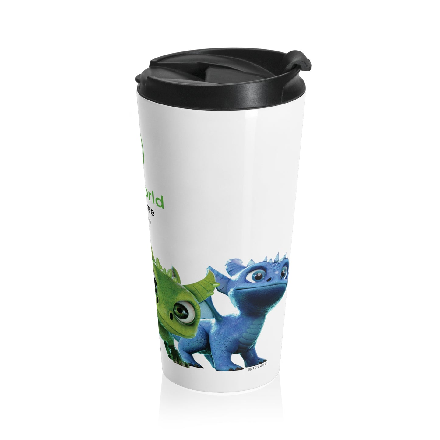 TCG World Baby Dragons Stainless Steel Travel Mug, 15oz White