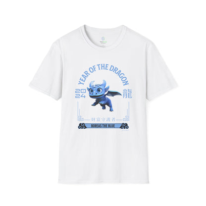 2024 Year of the Dragon - Boreas the Blue (Flying) - Unisex Adult Softstyle T-Shirt