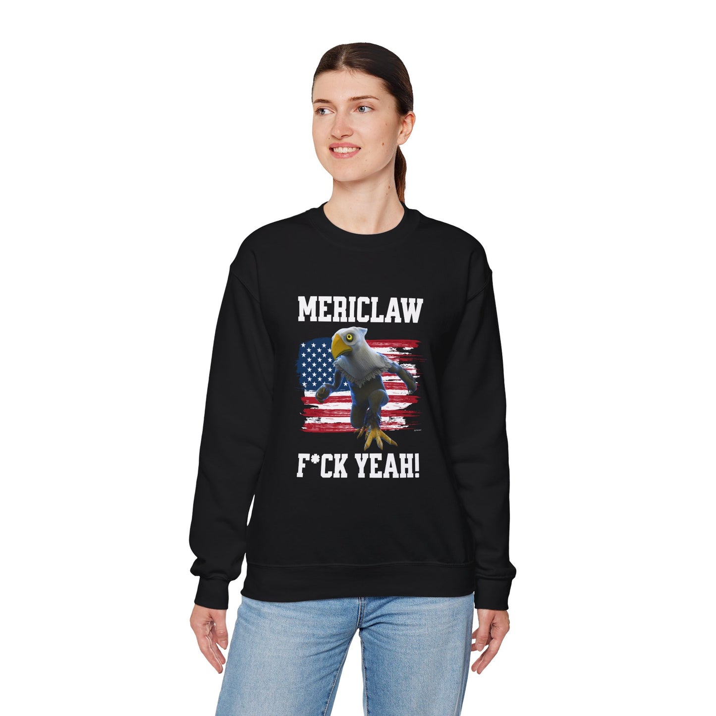 Mericlaw F*ck Yeah - TCG World Metaverse Sprite / American Flag - Adult Unisex Heavy Blend™ Crewneck Sweatshirt