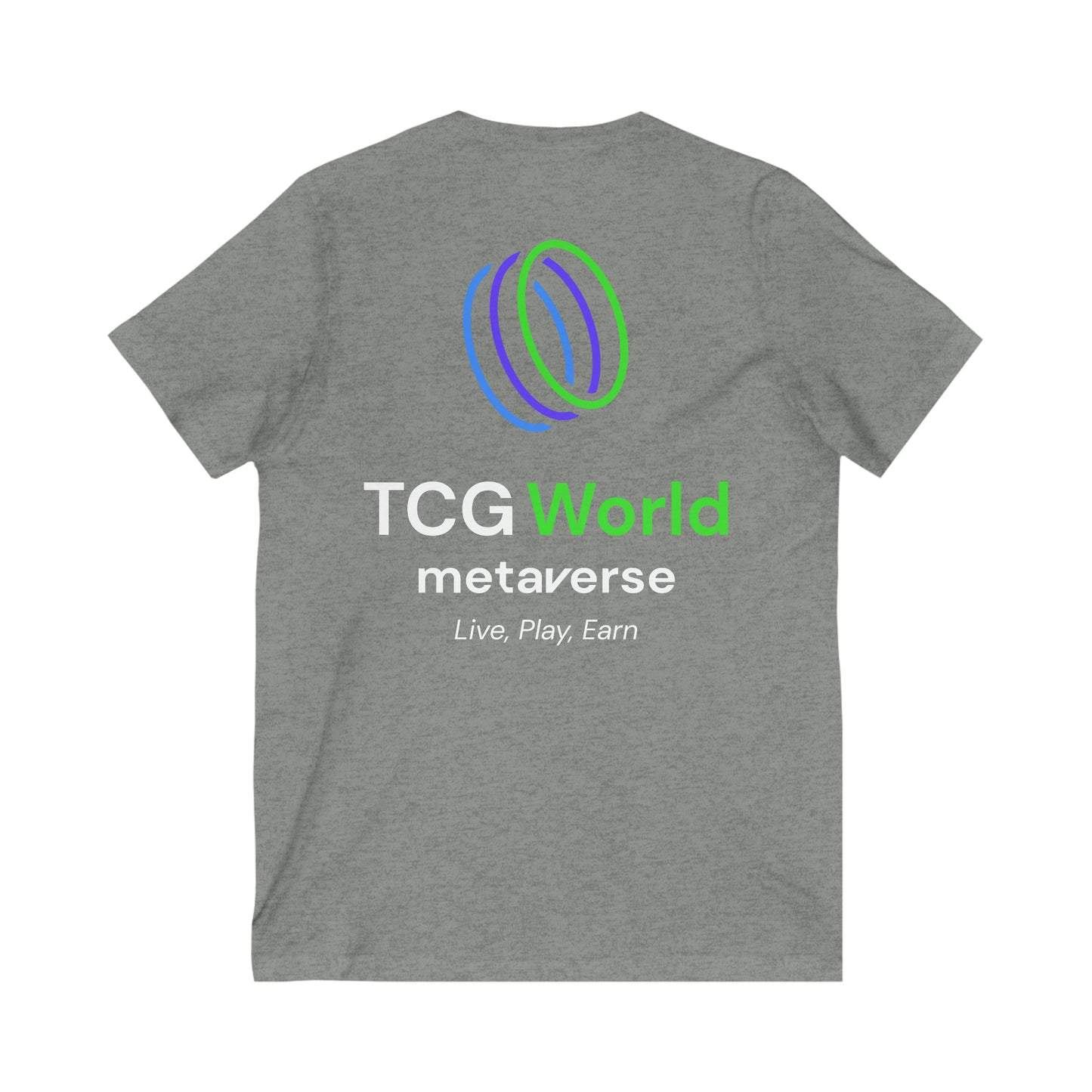 TCG World Metaverse Front and Back Adult Unisex Jersey Short Sleeve V-Neck T-Shirt