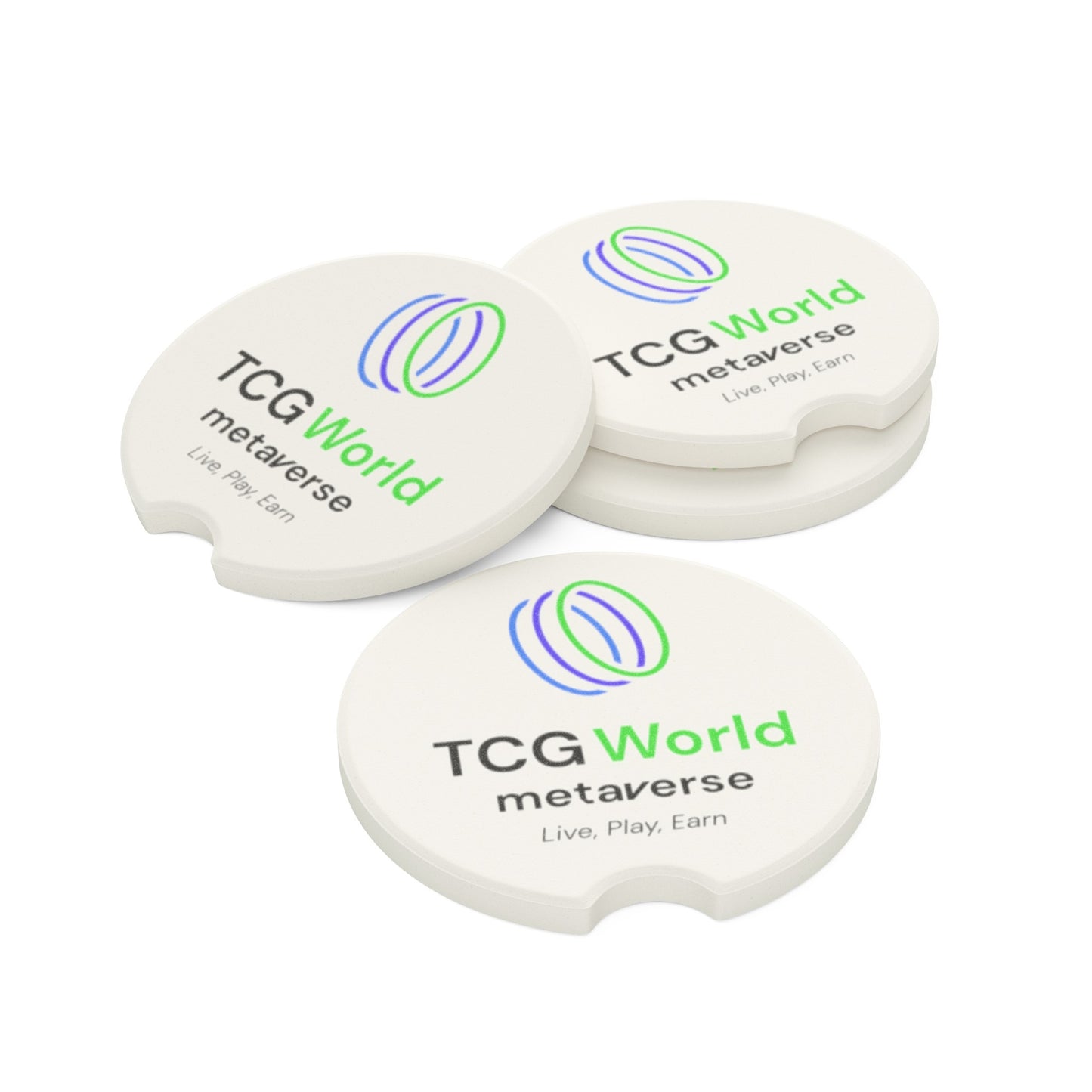 TCG World Metaverse Soapstone Car Coasters (White - 1pc, 2pcs, or 4pcs)