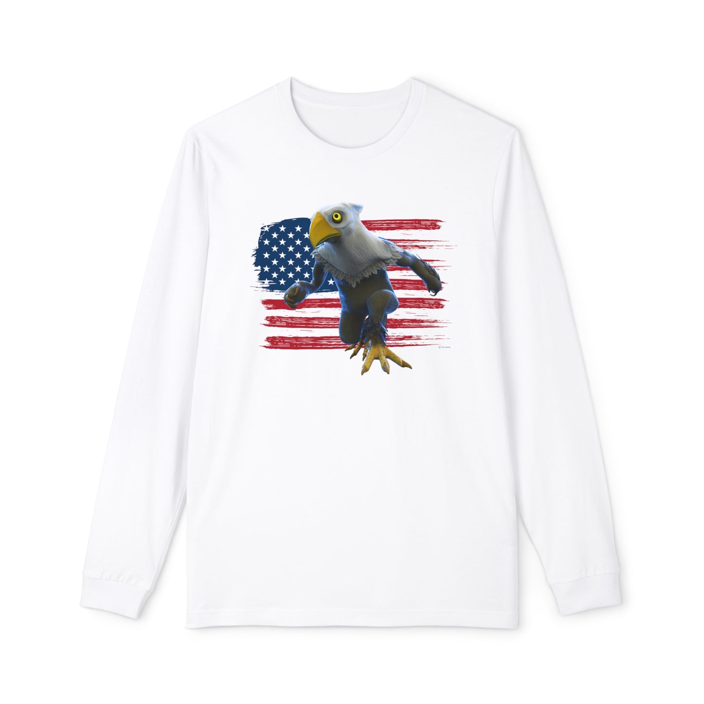 Patriotic American Eagle Sprite In Front of American Flag - Women's Long Sleeve Pajama Set