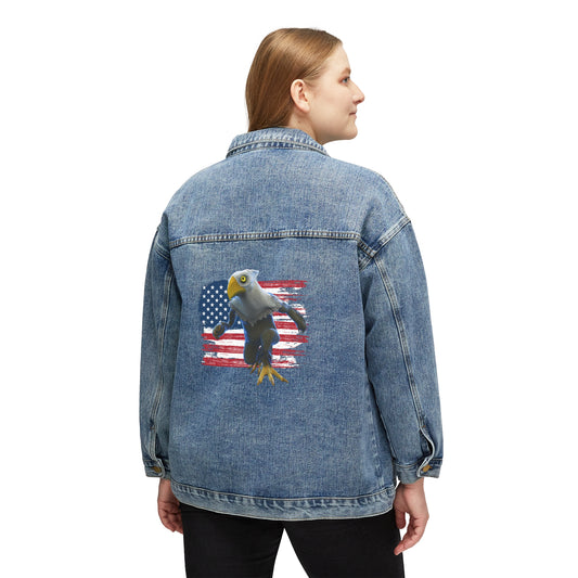 Patriotic Mericlaw Sprite from the TCG World Metaverse - Women's Denim Jacket