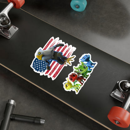 Patriotic Mericlaw with American Flag + 4 Baby Dragons - TCG World Metaverse Sprite Kiss-Cut Vinyl Decal Set