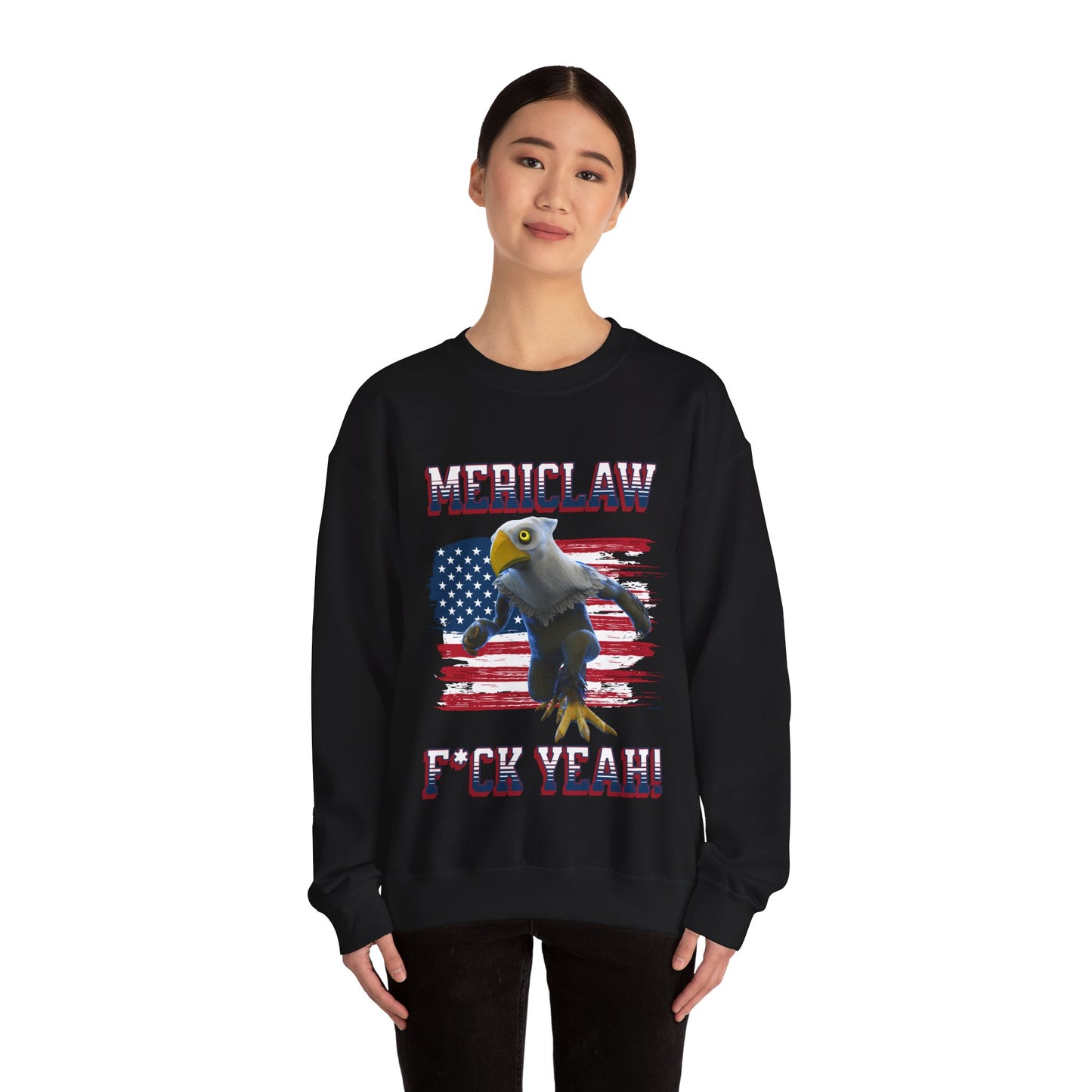 Mericlaw F*ck Yeah (Extra American) - TCG World Metaverse Sprite / American Flag - Adult Unisex Heavy Blend™ Crewneck Sweatshirt