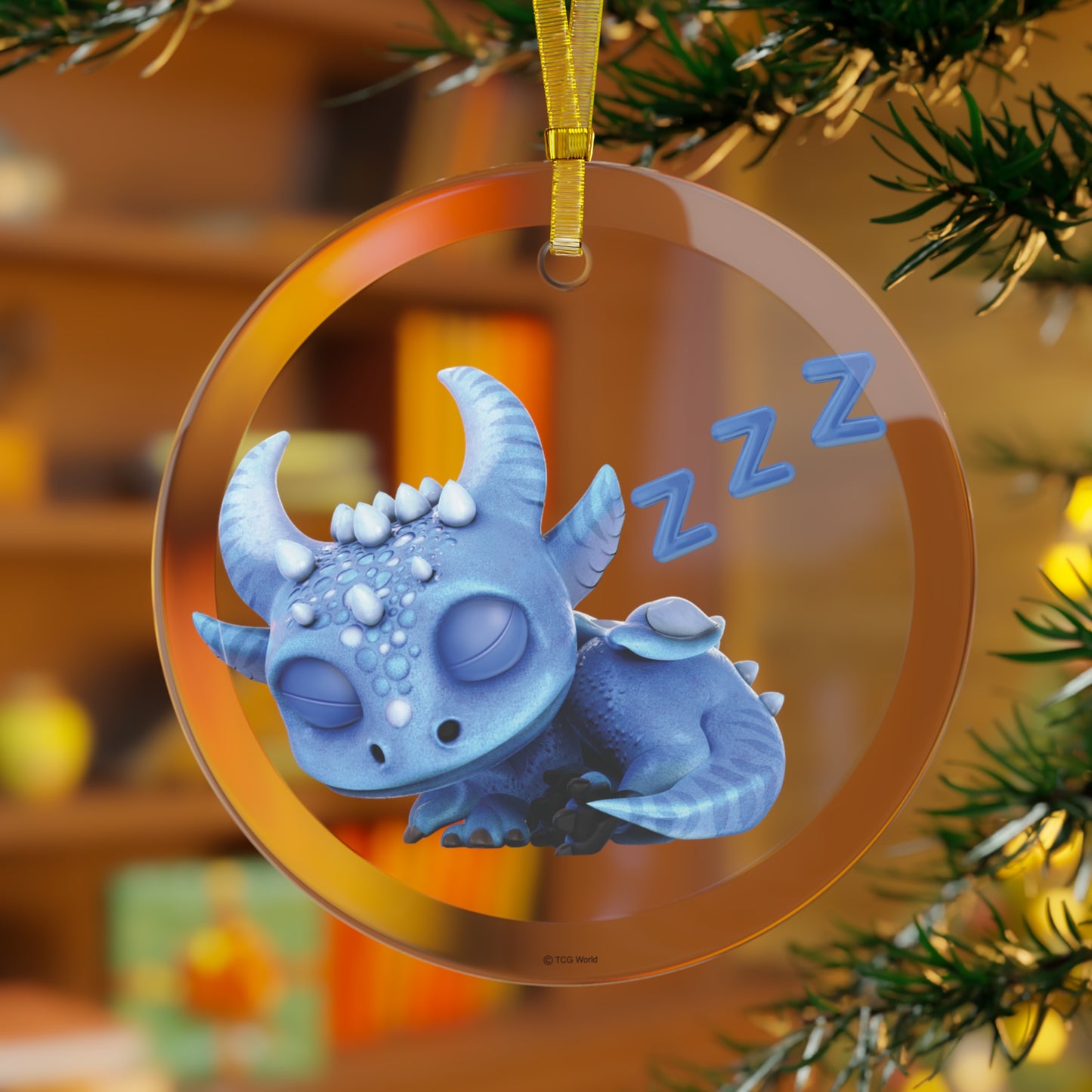 Sleeping Baby Boreas Dragon Glass Ornament