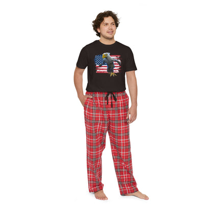 Patriotic American Eagle Sprite In Front of American Flag - Men's Short Sleeve Pajama Set (Mericlaw, TCG World)