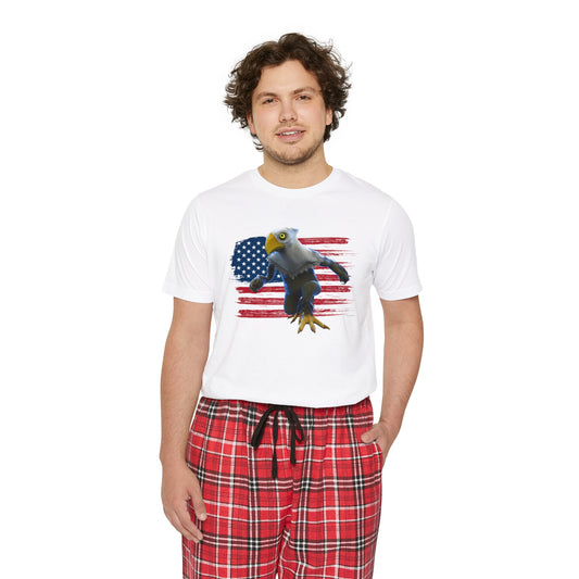 Patriotic American Eagle Sprite In Front of American Flag - Men's Short Sleeve Pajama Set (Mericlaw, TCG World)