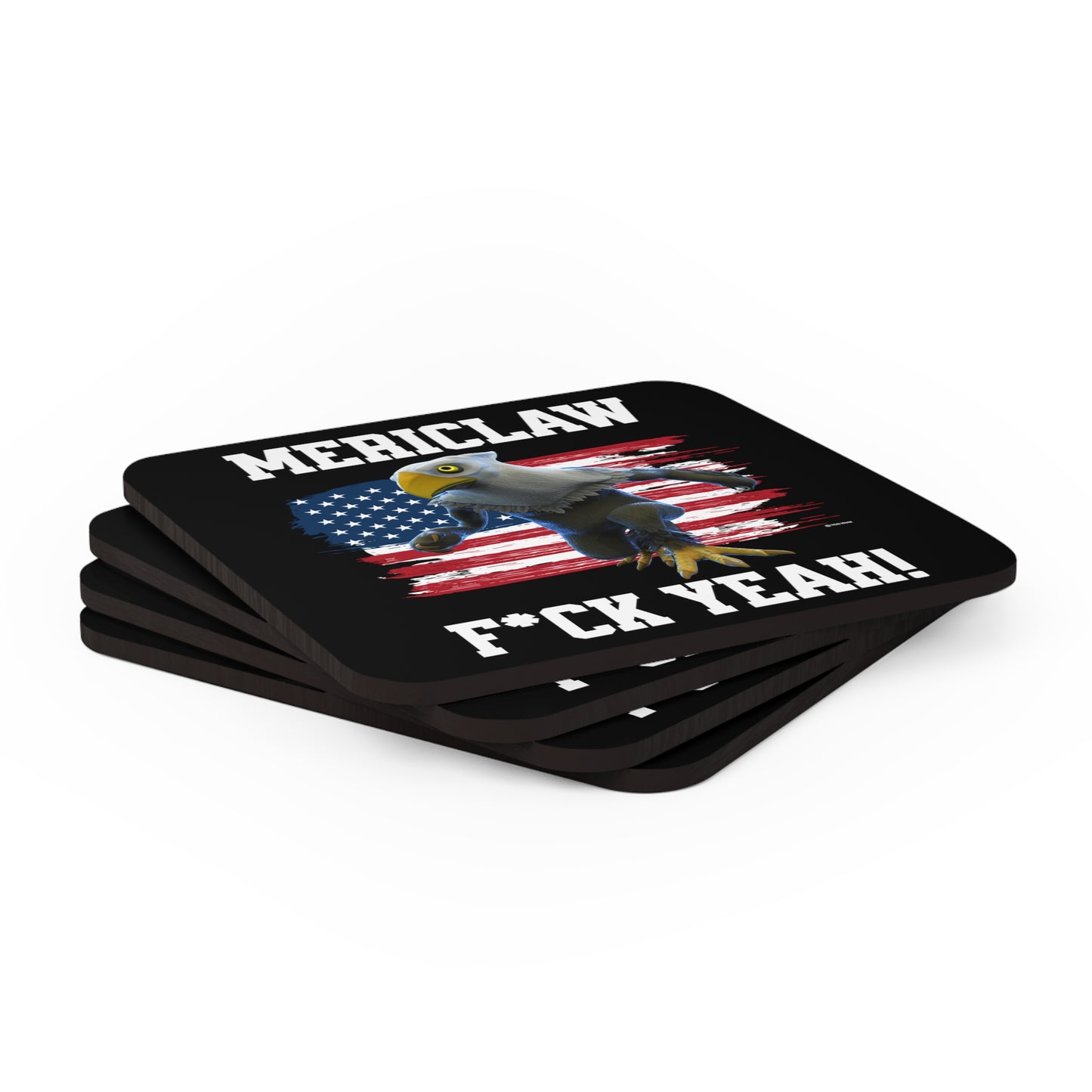 Mericlaw F*ck Yeah - TCG World Metaverse Sprite / American Flag Corkwood Coaster Set