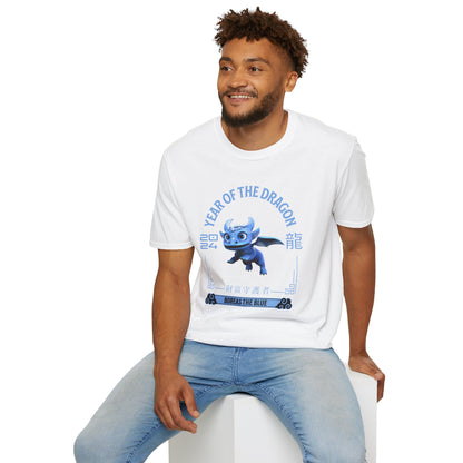 2024 Year of the Dragon - Boreas the Blue (Flying) - Unisex Adult Softstyle T-Shirt