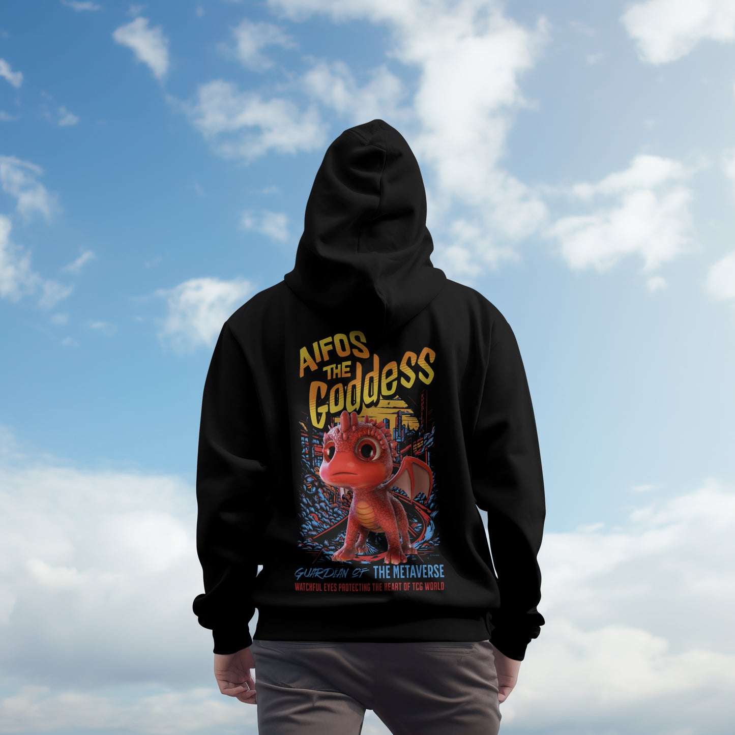 Aifos The Goddess Guardian of the Metaverse Adult Unisex Hooded Zip Up Sweatshirt Hoodie